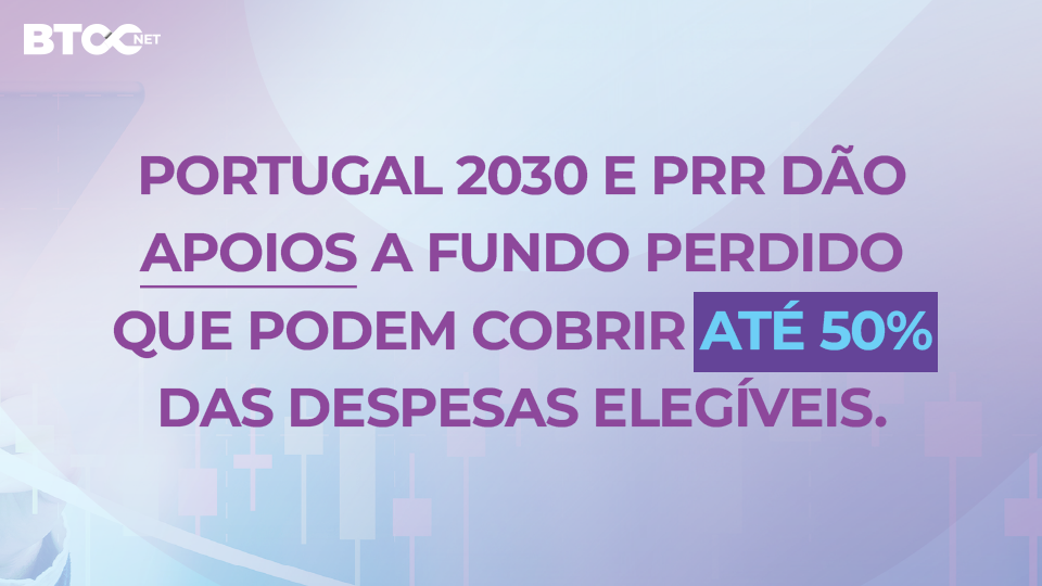 ortugal 2030 e PRR dão apoios a fundo perdido que podem cobrir até 50% das despesas elegíveis